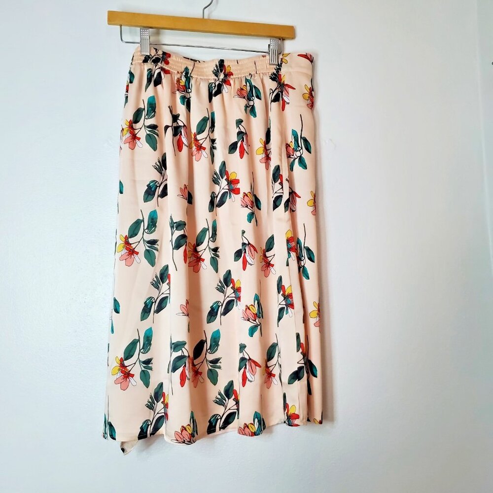 Ted Baker Women's Floral Ruffle Skirt Pink Multicolor Sz Med Lined Pull On NWT - Picture 8 of 12